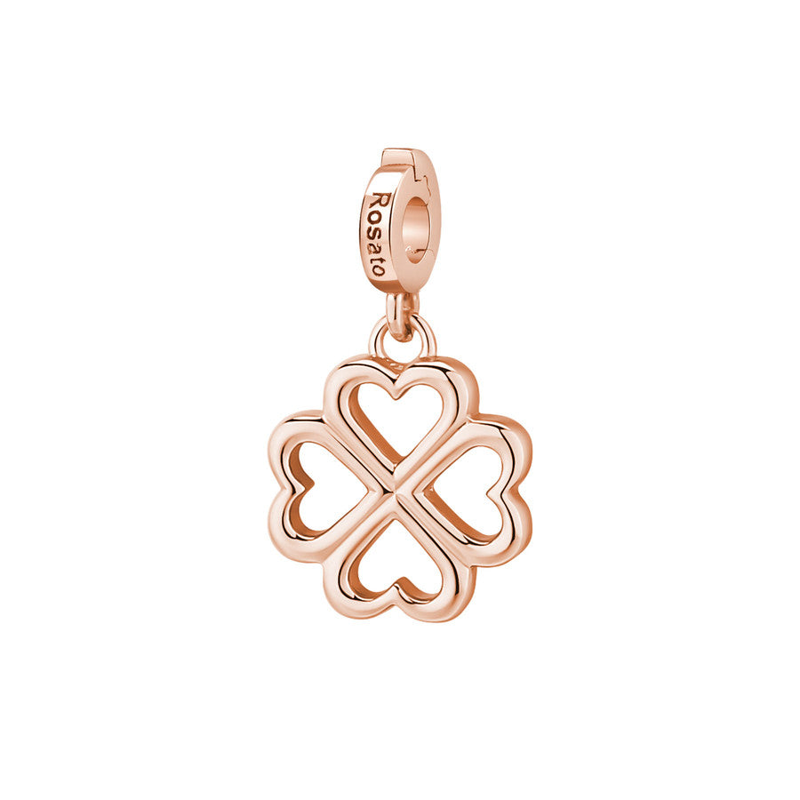 Charm STORIE argento 925/1000 galvanica rosa quadrifoglio