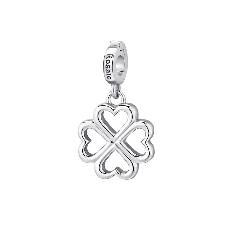 Charm STORIE argento 925/1000 quadrifoglio rodio