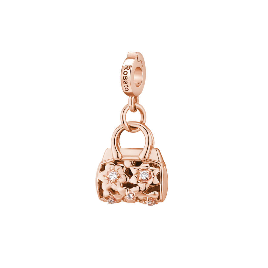 Charm STORIE argento 925/1000 galvanica rosa borsa hobo