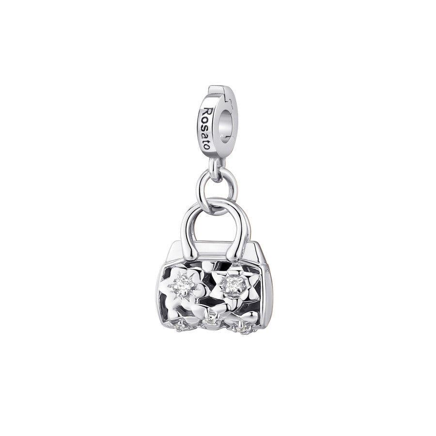 Charm STORIE argento 925/1000 borsa hobo rodio