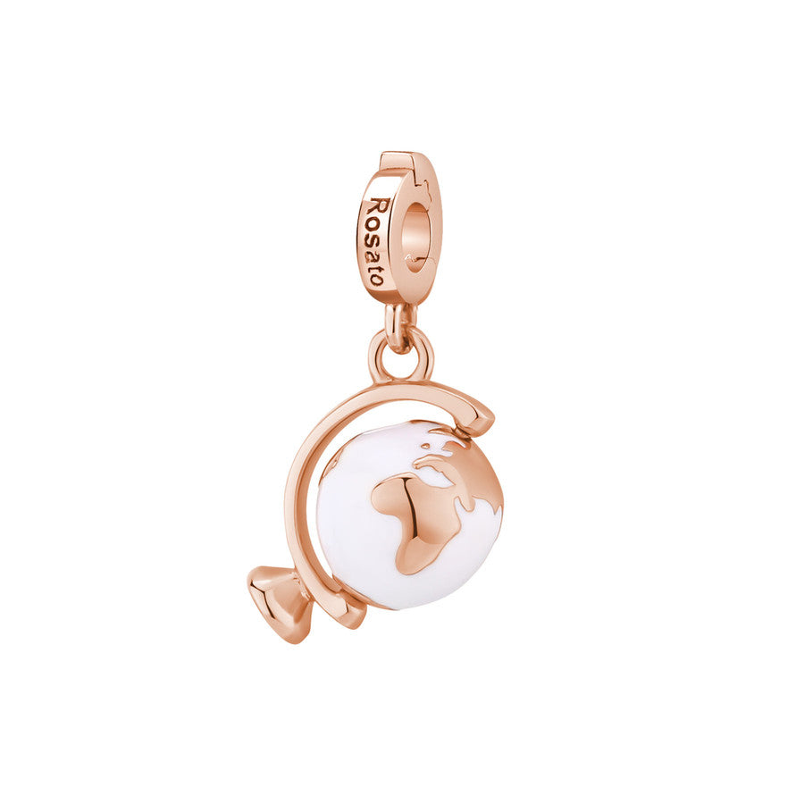 Charm STORIE argento 925/1000 galvanica rosa mappamondo