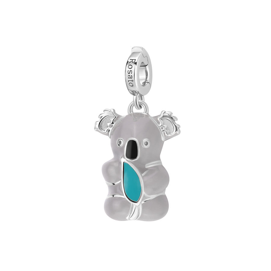 Charm STORIE argento 925/1000, rodio a forma di koala e smalti colorati