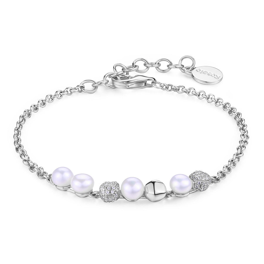 Bracciale AZZURRA argento 925/1000 rodio, perle naturali e cubic zirconia bianchi