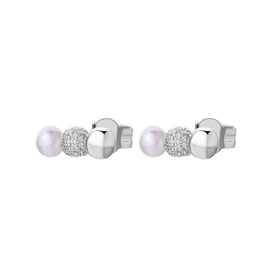 Orecchini AZZURRA argento 925/1000 rodio, perla naturale e cubic zirconia bianchi