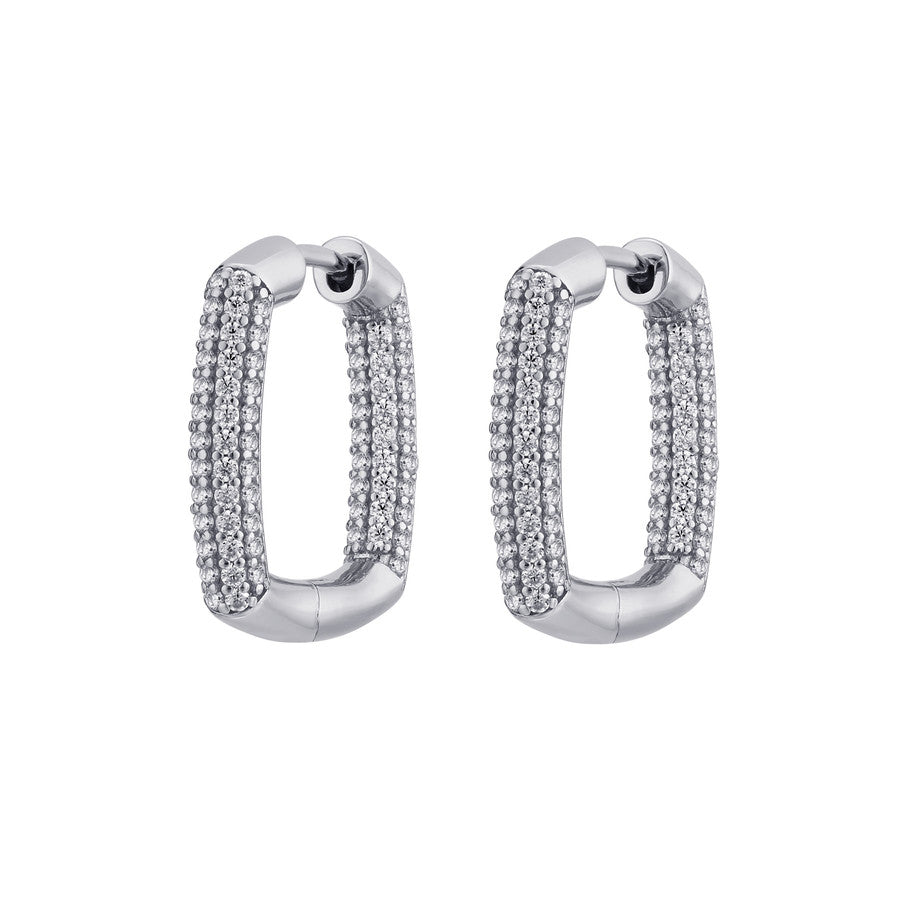 Orecchini quadrati BIANCA argento 925/1000 rodio e cz bianchi