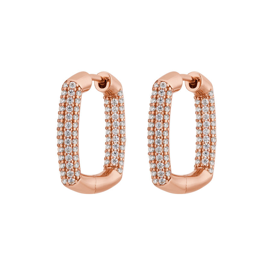 Orecchini quadrati BIANCA argento 925/1000, galvanica oro rosa e cz bianchi