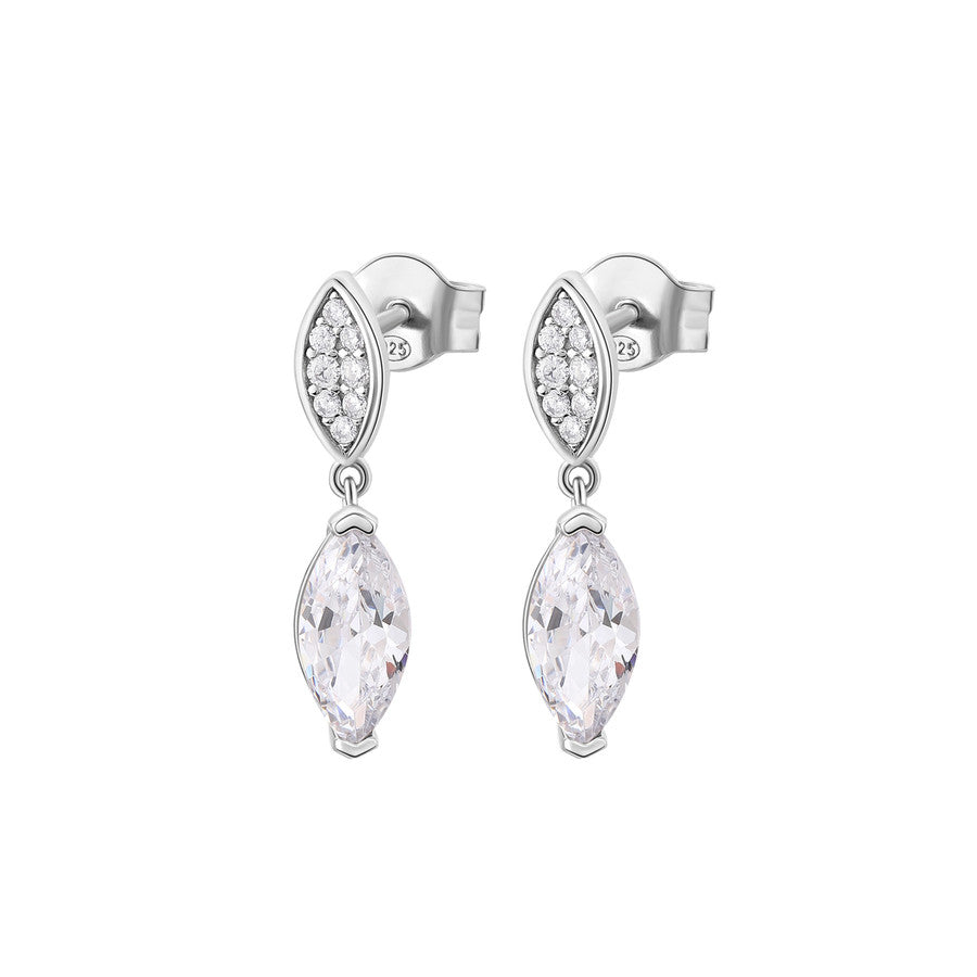 Orecchini corti GAIA argento 925/1000, rodio e cz bianchi