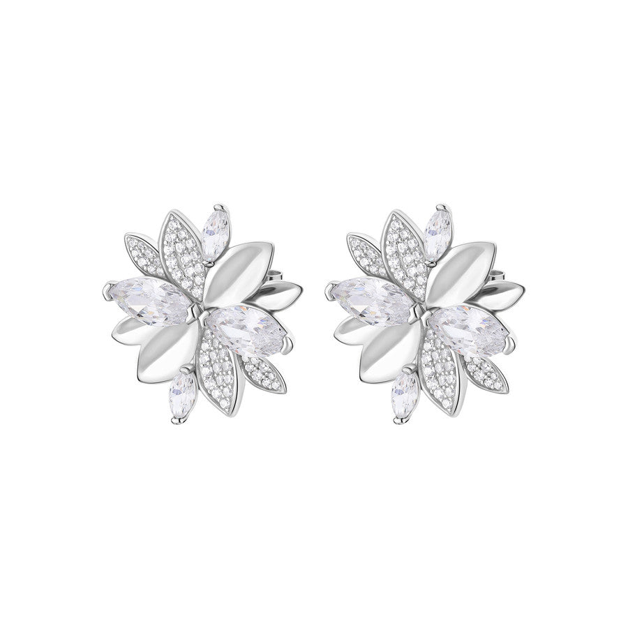 Orecchini fiore GAIA argento 925/1000, rodio e cz bianchi