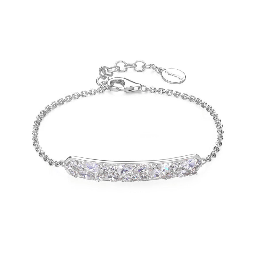 Bracciale GEMMA in argento 925/1000, rodio con centrale con cubic zirconia white