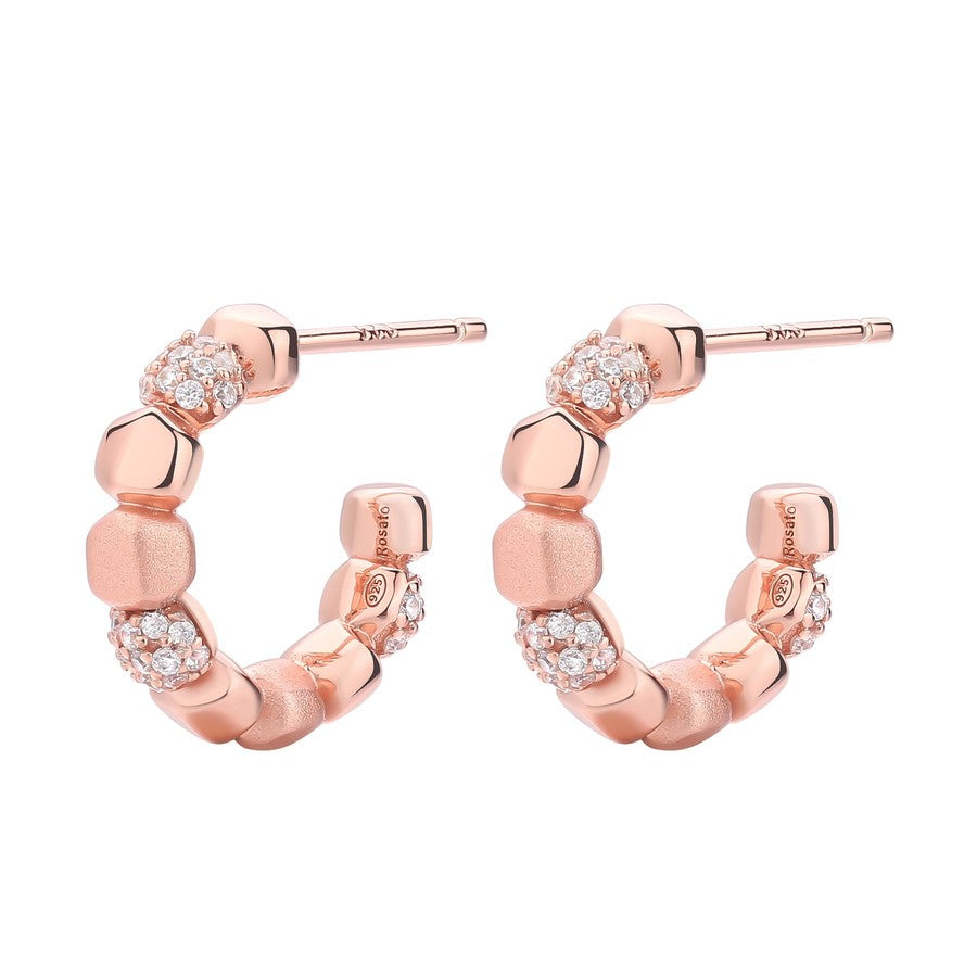 Orecchini INTO THE BLUE argento 925/1000, galvanica oro rosa e cz bianchi