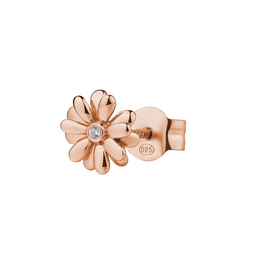 Orecchino ALLEGRA argento 925/1000 galvanica oro rosa, a forma di margherita, 1 zircone bianco