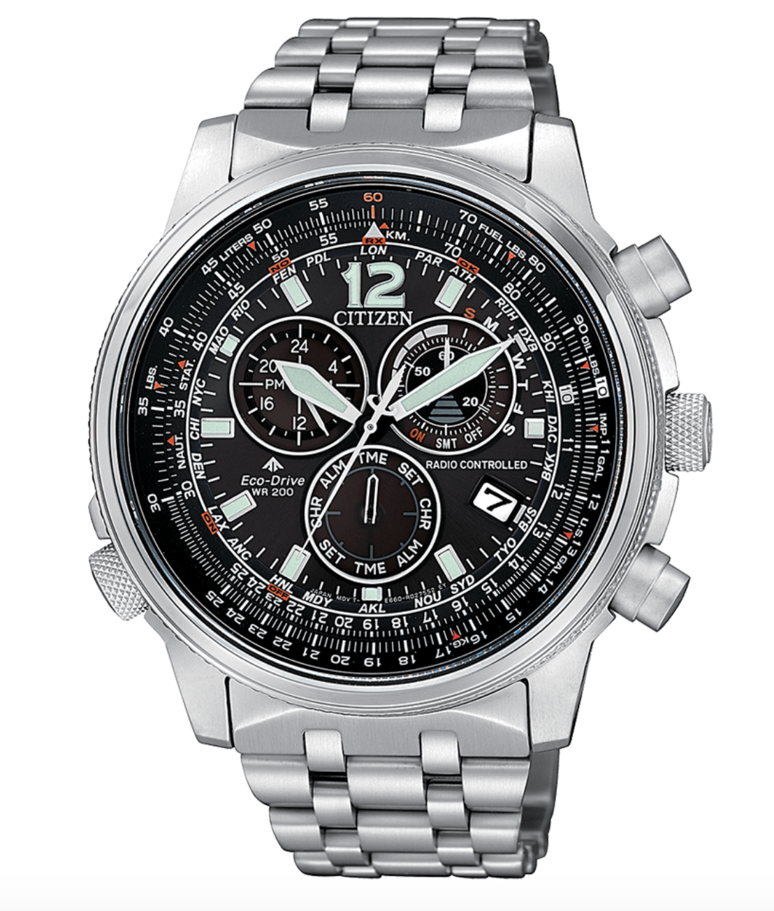 CITIZEN PILOT RADIOCONTROLLATO CRONOMETRO ECODRIVE ACCIAIO