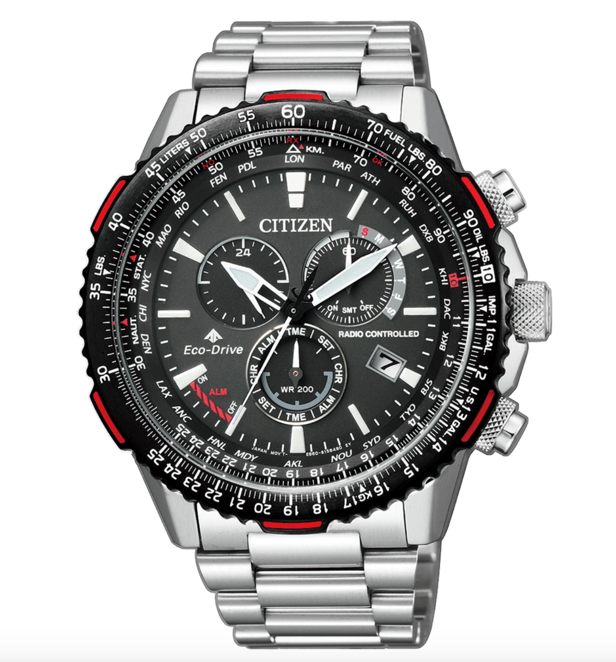 CITIZEN CRONO PILOT ACCIAIO RADIOCONTROLLATO