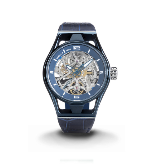 SKELETON MONTECRISTO SOLO TEMPO AUTOMATICO, CASSA IN ACCIAIO E TITANIO PVD NERO BLU