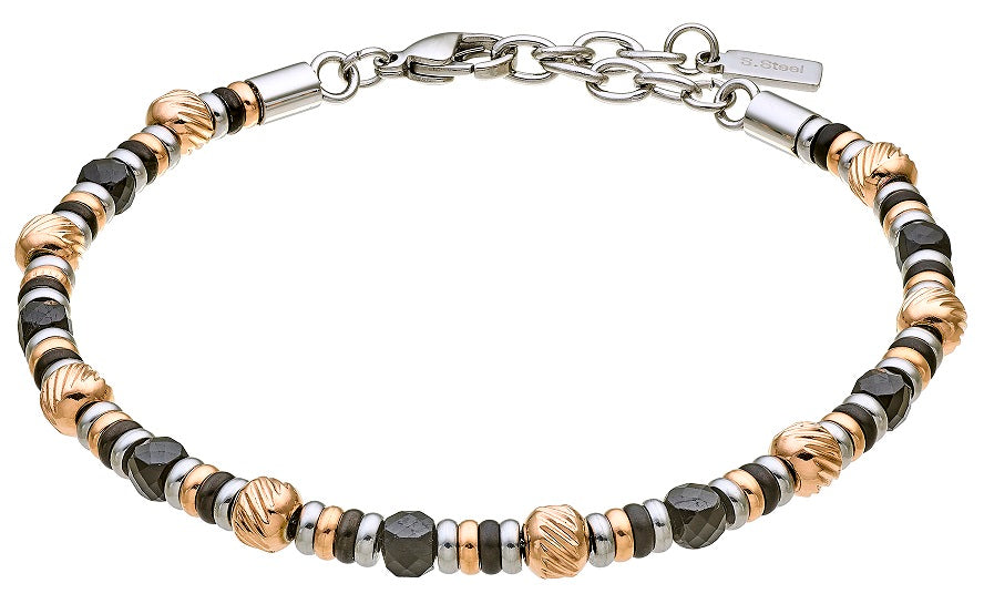 BRACCIALE ZANCAN ACCIAIO/ACIAIO PVD ROSE GOLD E ONICE